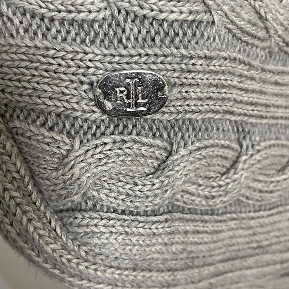 Ralph Lauren Women's Horizontal Cable Knit Sweater Gray Medium Preppy Old Money - Picture 4 of 8